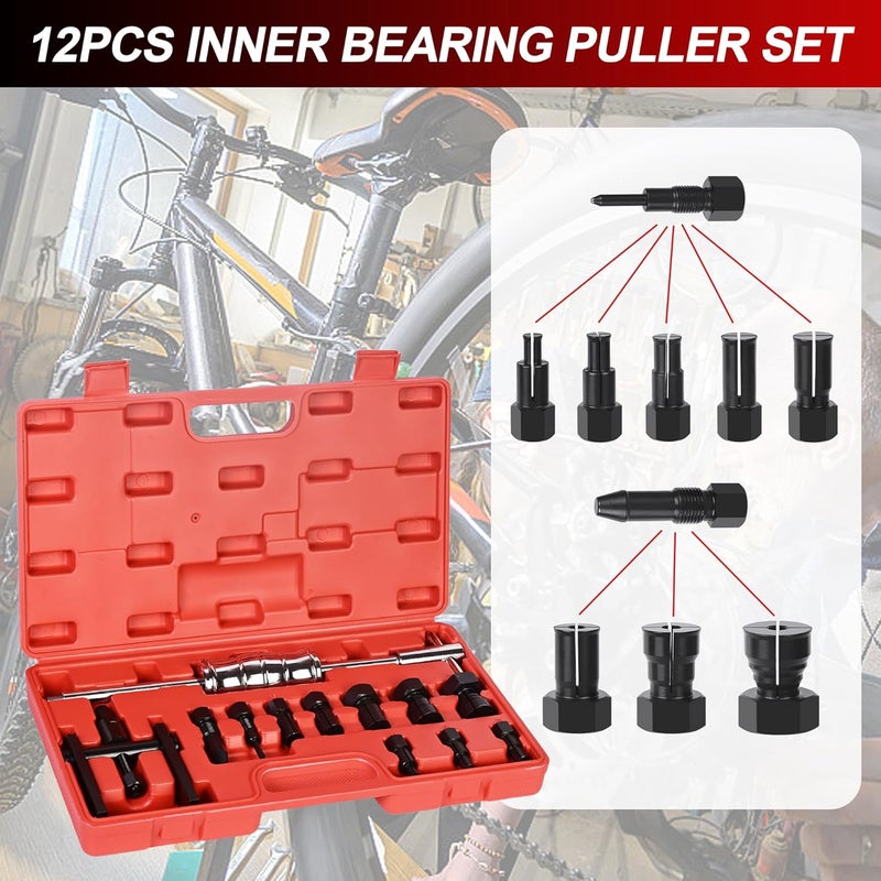ACIMOD 12pcs Motorcycle Blind Hole Bearing Puller Kit, Motorcycle Slide Hammer Puller Set, Pilot Insert Inner Bearing Remover Tool with 8-32mm Collets - Image 4